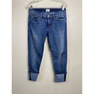Hudson Jeans Blue Crop Muse Jeans Womens size 28 Denim Cotton Blend Distressed‎